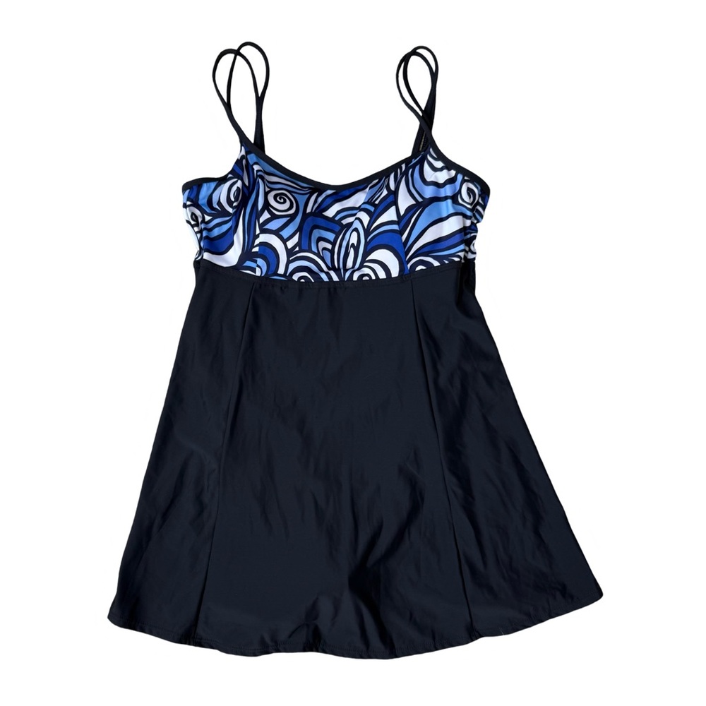 Deep Blue One piece Bathing suit Dress Padded Swimsuit Resortwear Beach NWT
